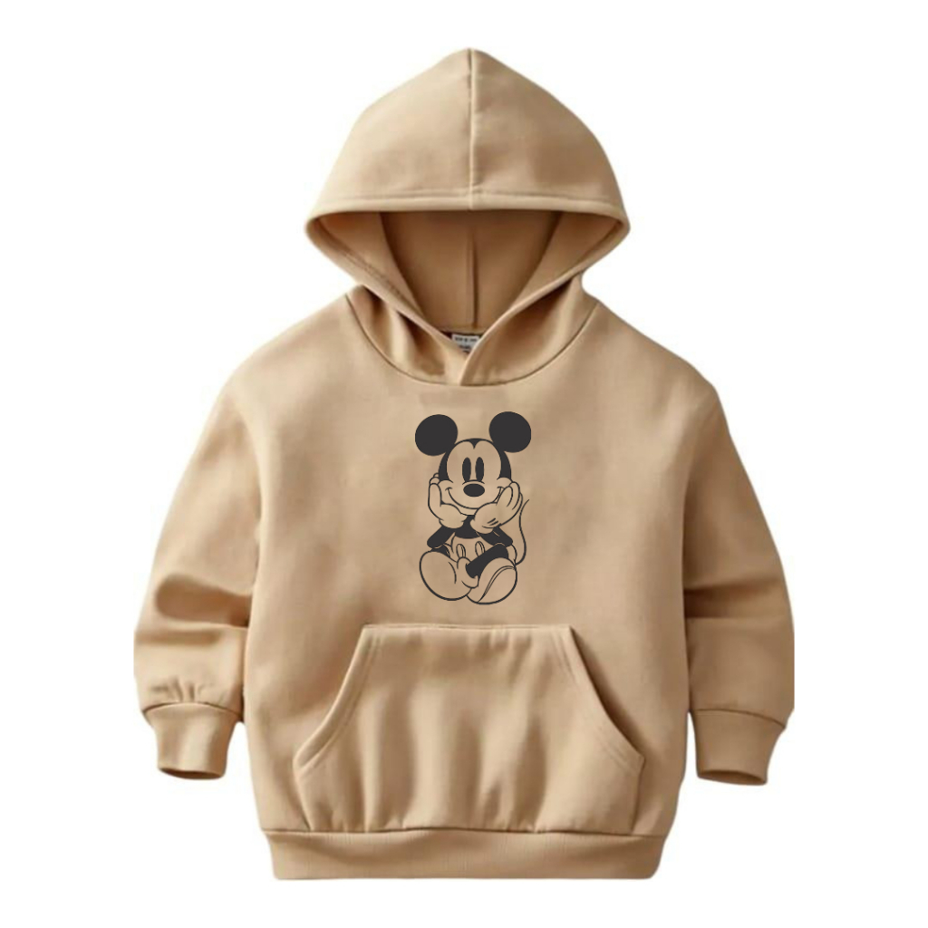 Moletom Infantil Mickey Mouse Blusa Canguru Frio Básico Casaco Feminino Masculino Flanelado Algodão