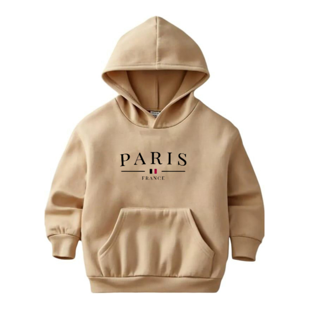 Moletom infantil Estampado Paris Com Capuz Canguru Algodão Peluciado Lançamento Promoção