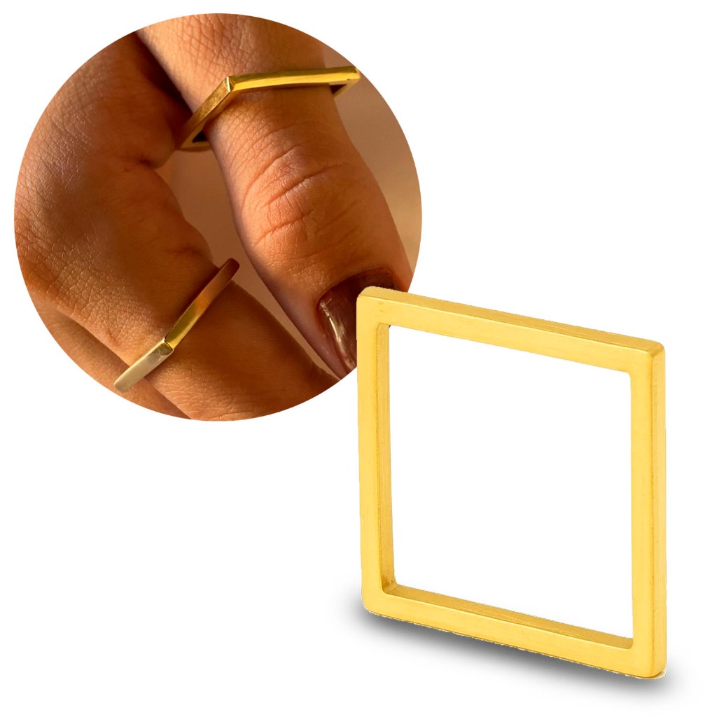 Anel Xuxa Quadrado Unisex 100% Moeda Antiga Original Dourado