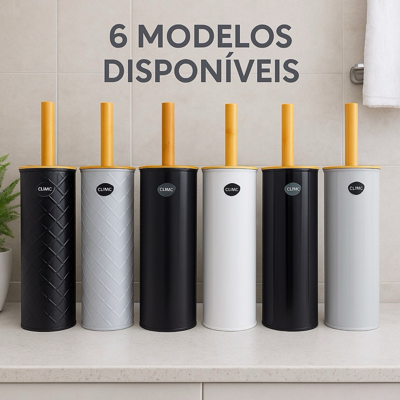 Escova  Sanitária Limpeza Com Suporte Tampa e Cabo De Bambu Banheiro Vaso em Oferta na Shopee