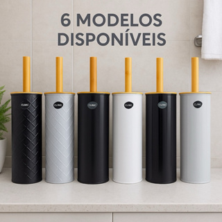 Escova  Sanitária Limpeza Com Suporte Tampa e Cabo De Bambu Banheiro Vaso em Oferta na Shopee