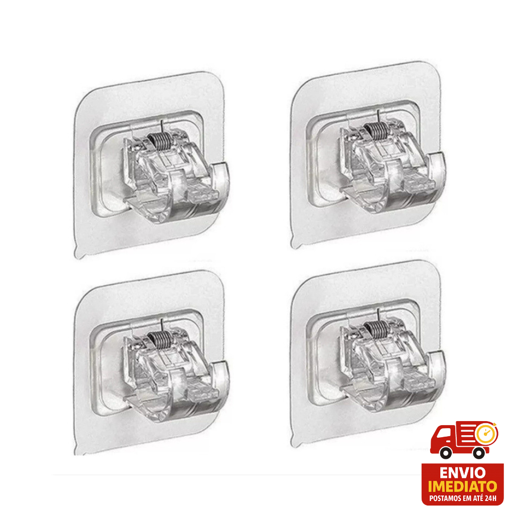 Kit c/ 8 Suporte Adesivo para Varão de Cortina - Instalação Sem Pregos e Ajuste Fácil