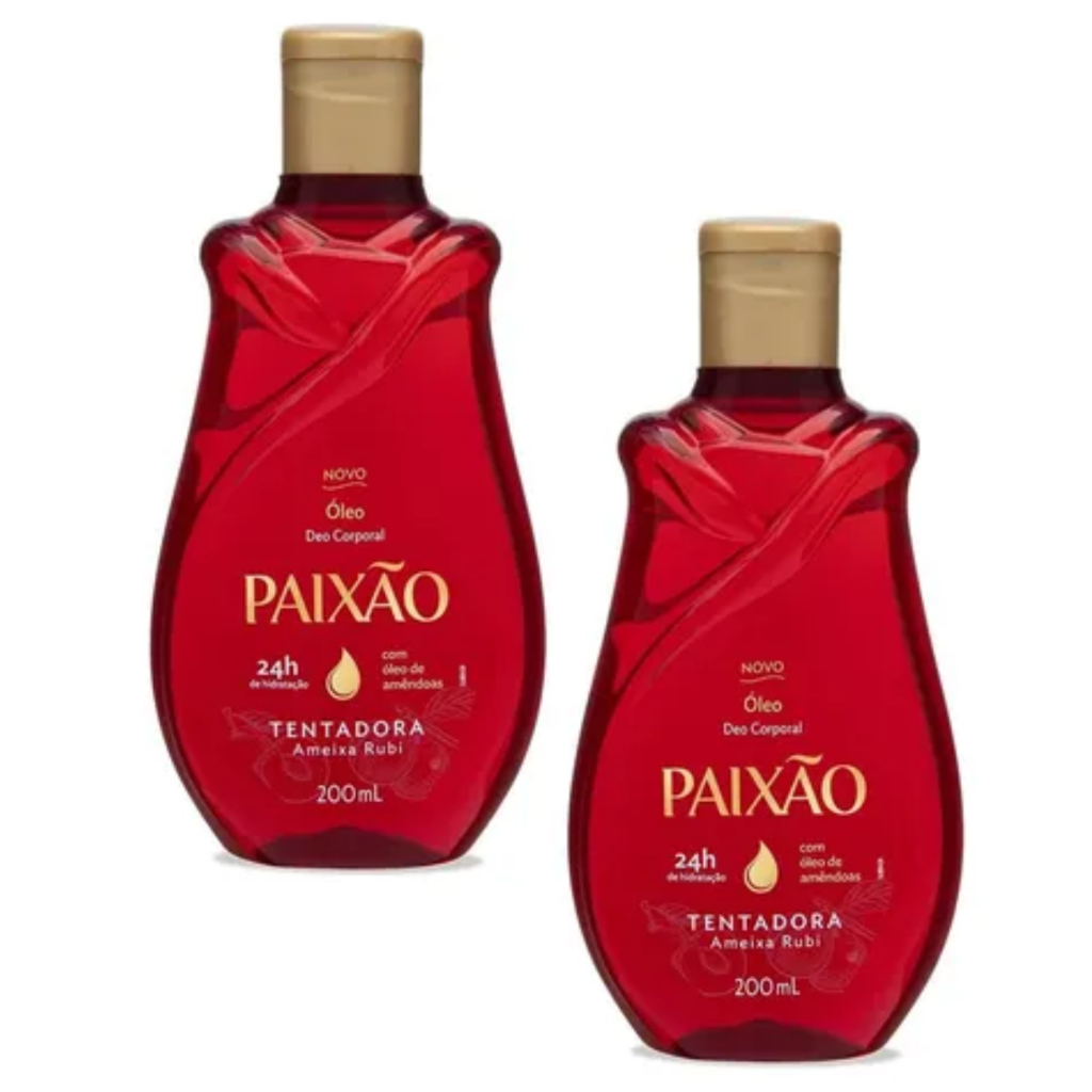Kit 2 Óleo Deo Corporal Paixão Tentadora Ameixa Rubi com Óleo de Amêndoas 200ml