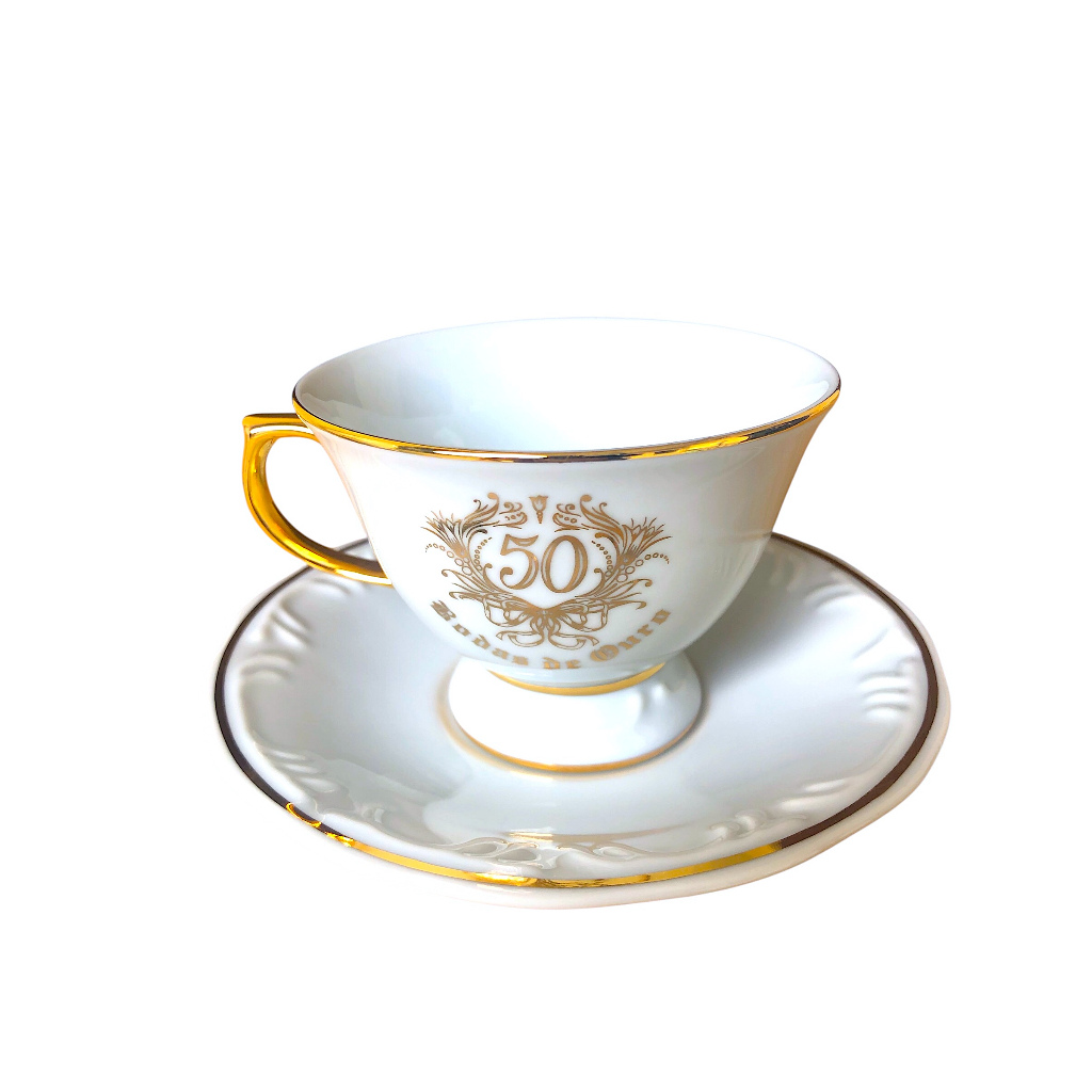 1 Xícara C/pires Porcelana Schmidt Bodas Ouro
