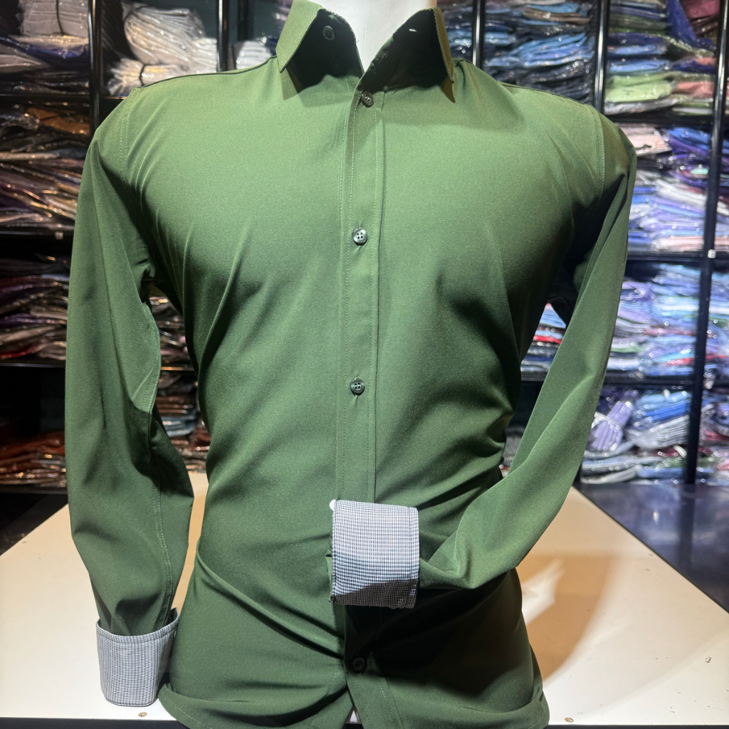 camisa social manga long lisa com elastano não amassa
