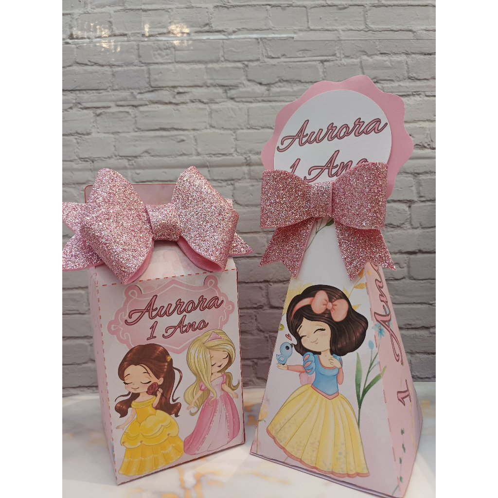 Caixinhas Personalizadas Para Lembrancinhas - Princesas Disney Aquarela - Pegue e Monte