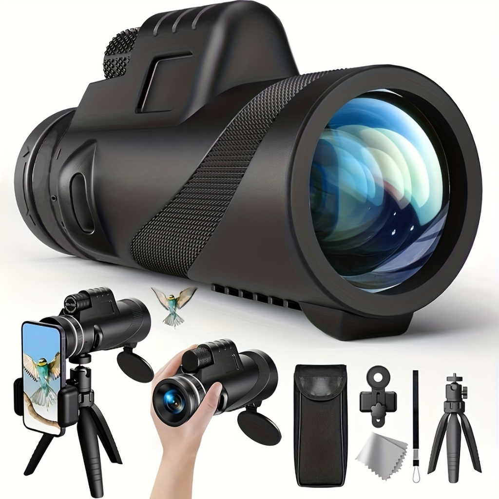 Imagem Monóculo Telescópio HD 40x60 Portátil com Zoom (com Tripé e Suporte para Celular)
