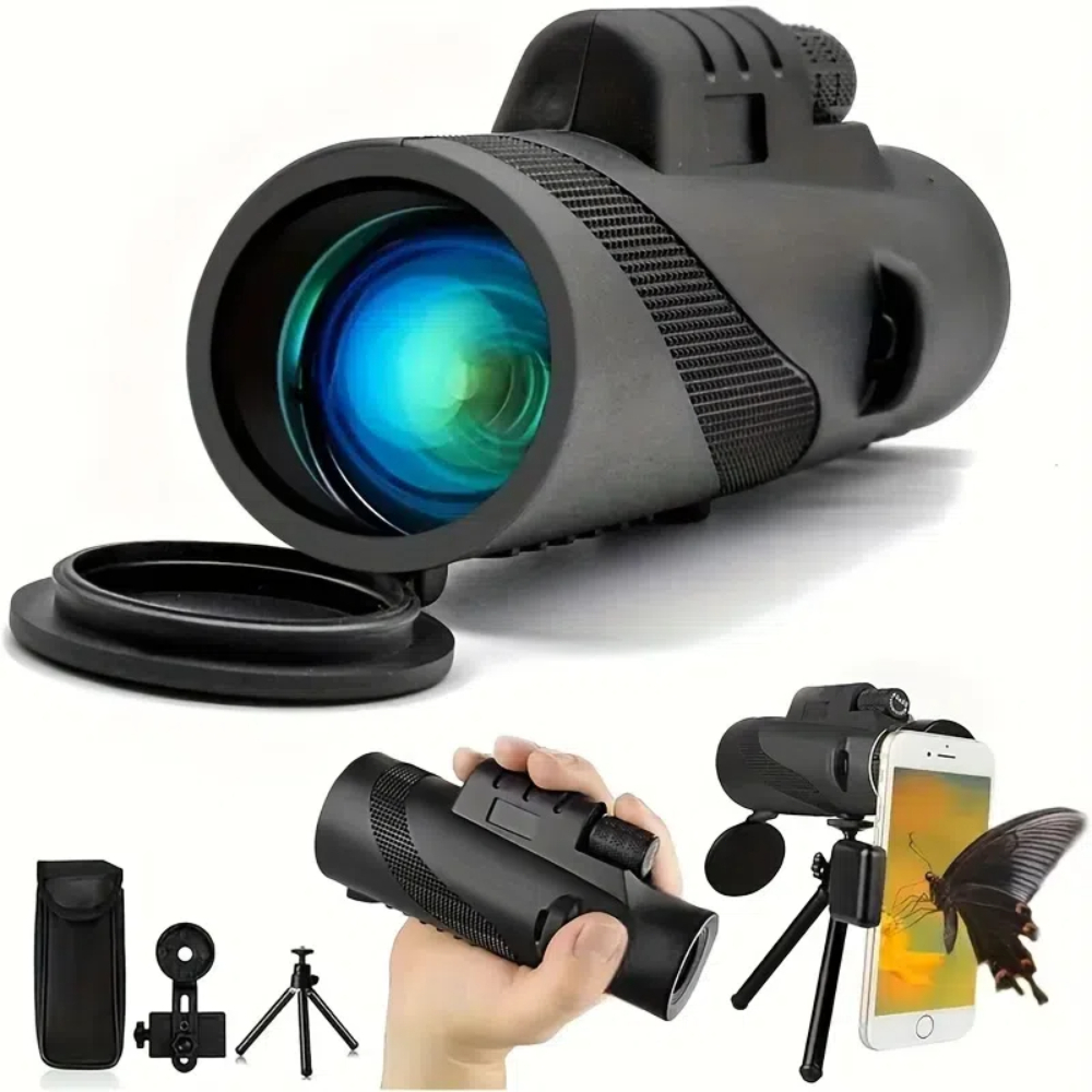 Imagem Monóculo Telescópio HD 40x60 Portátil com Zoom (com Tripé e Suporte para Celular)
