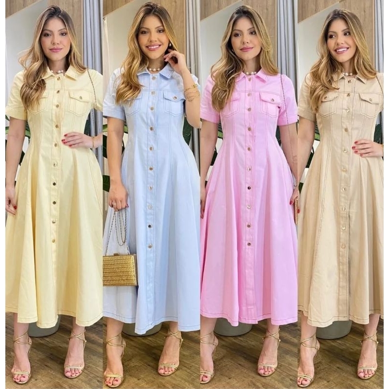 VESTIDO MIDI EM ALFAIATARIA ELEGANTE FESTAS IGREJA EVENTOS DIA A DIA