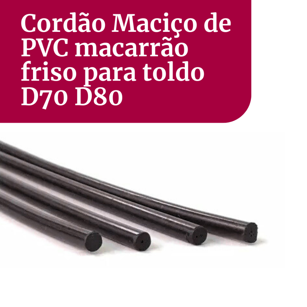 Cordão 6mm Maciço De Pvc Macarrão Friso Para Toldo D70 E D80