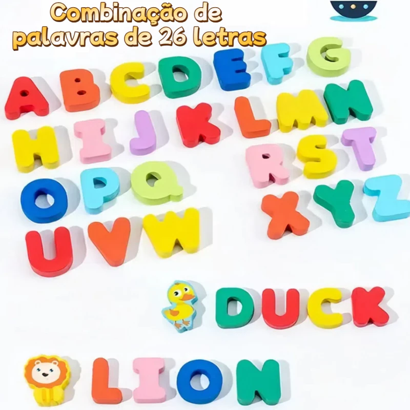 Brinquedo Magnético Montessori Quebra-Cabeça Alfanumérico de Madeira — foto 4