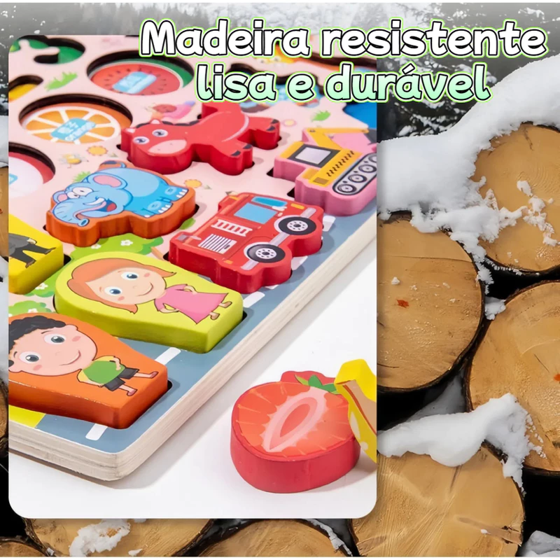 Brinquedo Magnético Montessori Quebra-Cabeça Alfanumérico de Madeira — foto 6