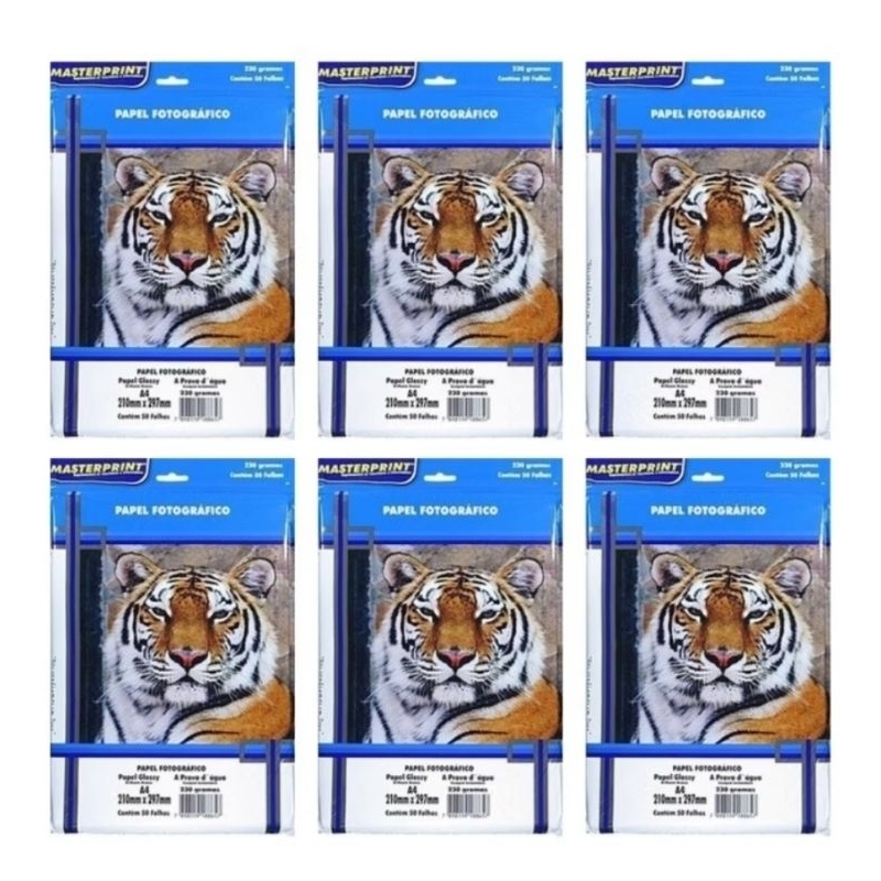 300 Folhas Papel Fotográfico 230g A4 Masterprint Glossy A Prova D' Água