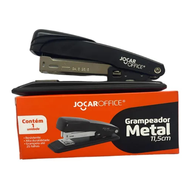Grampeador Metal Preto 25 Folhas Escritório 11,5cm