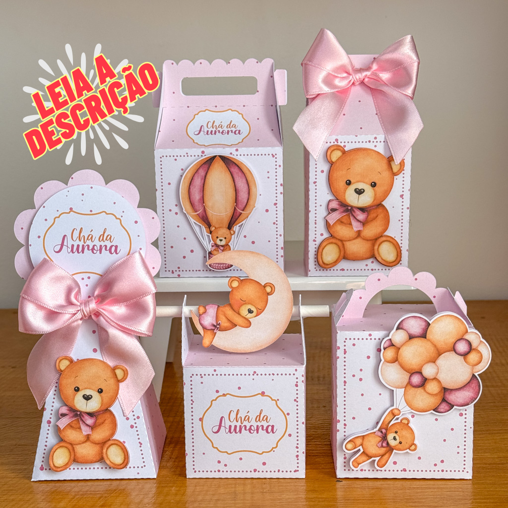 KIT FESTA  URSINHA ROSA PERSONALIZADO - Pré MONTADAS