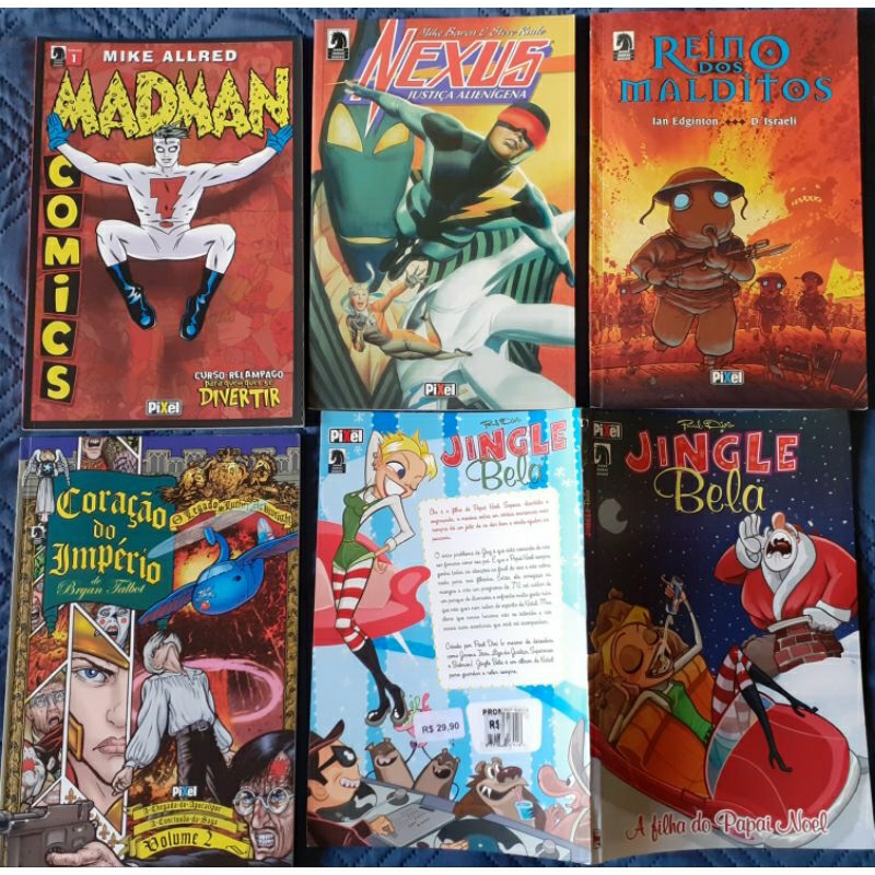 Lote 5 Gibis Madman Comics, Nexus, Reino dos Malditos, Coração do Império e Jingle Bela (Pixel-2006)
