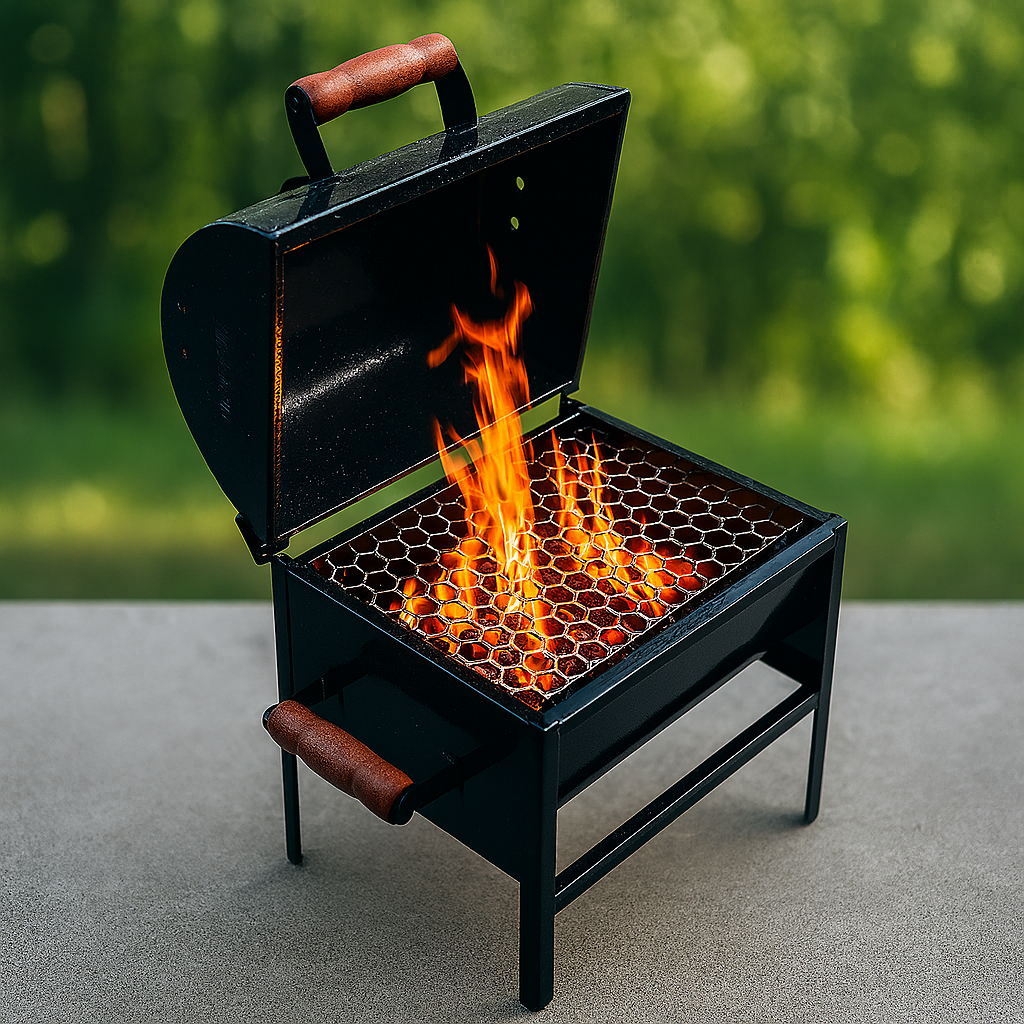 Churrasqueira Bafo Portátil com Tampa e Alça Madeira Ideal para Camping e Apartamento em Oferta na Shopee