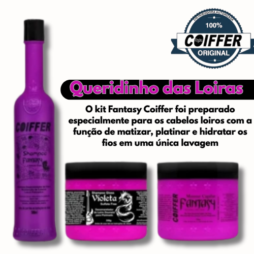 Kit Fantasy Coiffer Desamarelador Matizador De Loiro 3 Itens- Loiro Platinado Loiro Perfeito