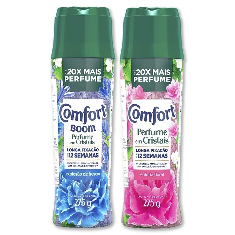 Comfort Boom Explosão de Frescor e Floral amaciante em cristais até 20x mais perfume em suas roupas Azul e Rosa — imagem 1