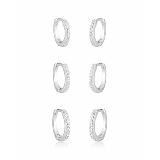 Trio de Argolinhas Cravejadas Lindas Prata 925 Garantia Kit 3 Argolinhas Femininas Cravejadas Prata 925 com Garantia em Oferta na Shopee