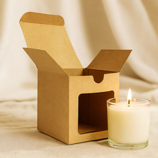 50 Caixas 8x8x8,5 cm para Vela Aromática ou Mini Caneca p/ Copo Whisky Kraft com Visor em Oferta na Shopee