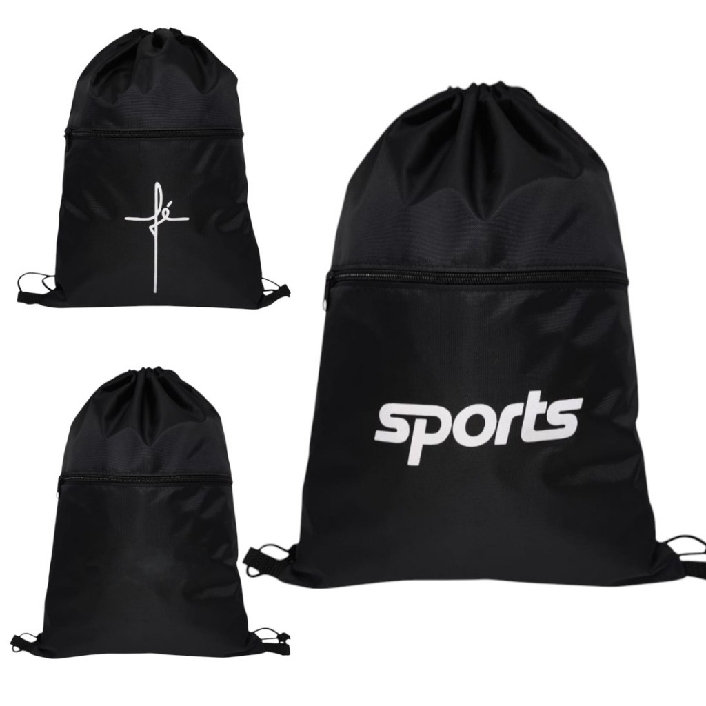 Bolsa Sacola Mochila Treino Academia Lazer Impermeável Gym Bag unissex   fe, sports e liso em Oferta na Shopee