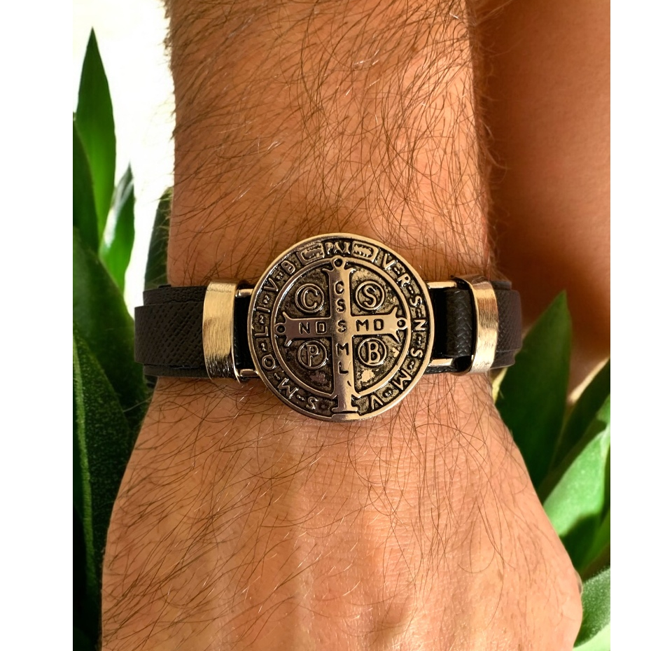 Pulseira Couro São Bento com Fecho em Oferta na Shopee