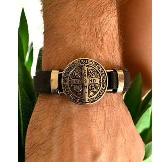 Pulseira Couro São Bento com Fecho em Oferta na Shopee