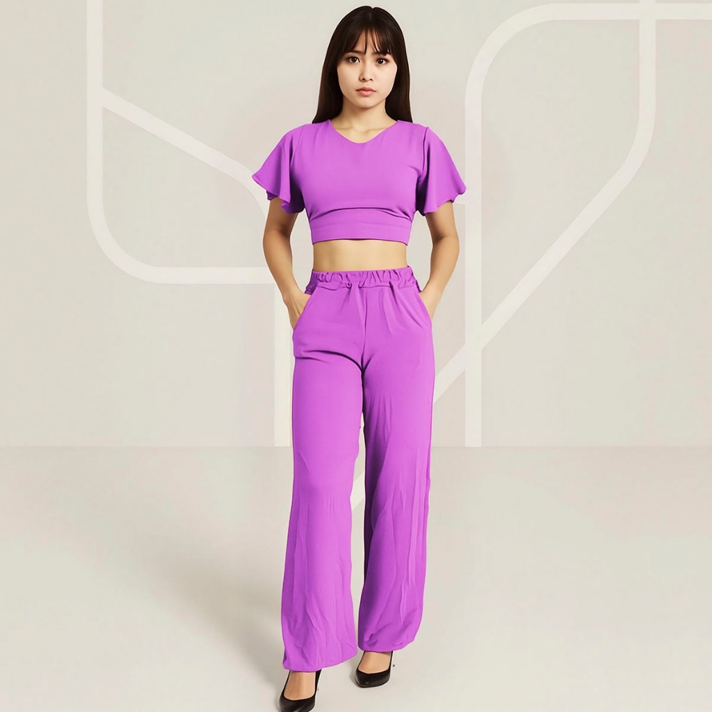 Conjunto Calça Infantil Com Blusa Cropped Manga Juvenil Luxo