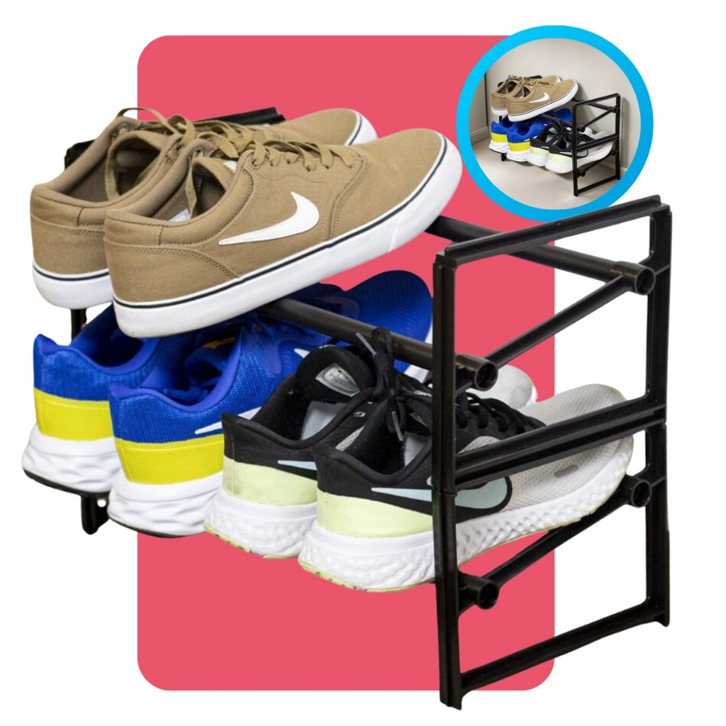 Sapateira Modular Desmontavel Empilhavel 2 Par Porta Arthi Preto Organizador Sapato Tenis