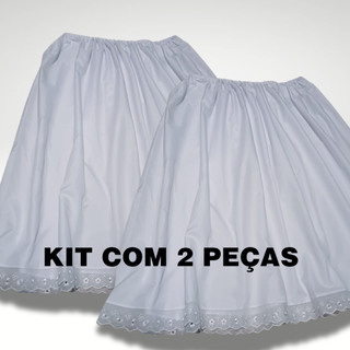 KIT COM 2 PEÇAS ROUPA RELIGIOSA SAIA DE UMBANDA E CANDOMBLÉ BRANCA SAIA DE RAÇÃO TECIDO MICROPERCAL 85CM 2,5 DE RODA