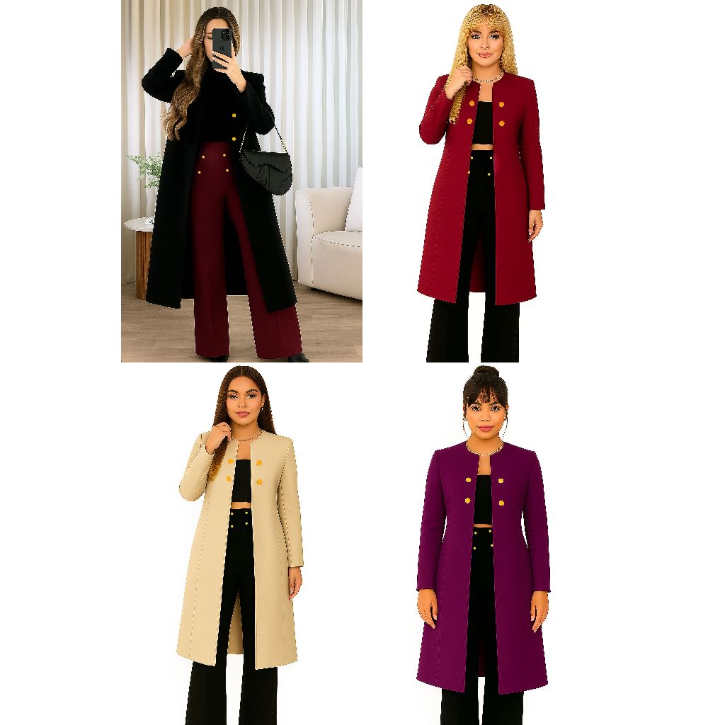 CASACO FEMININO CARDIGAN LONGO CASAQUINHO ESTILO SOBRETUDO BLUSÃO COMPRIDO OU  CALÇA PANTALONA SOCIAL CINTURA ALTA
