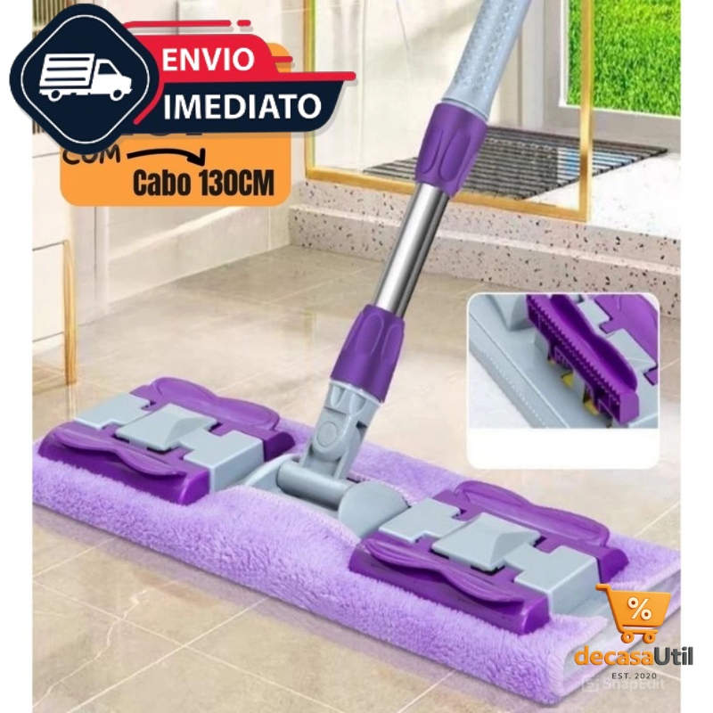 Rodo Mop Chenille Vassoura E Pano Em Microfibra Mope Rodo de Limpeza Esfregão 360º + Refil Grátis
