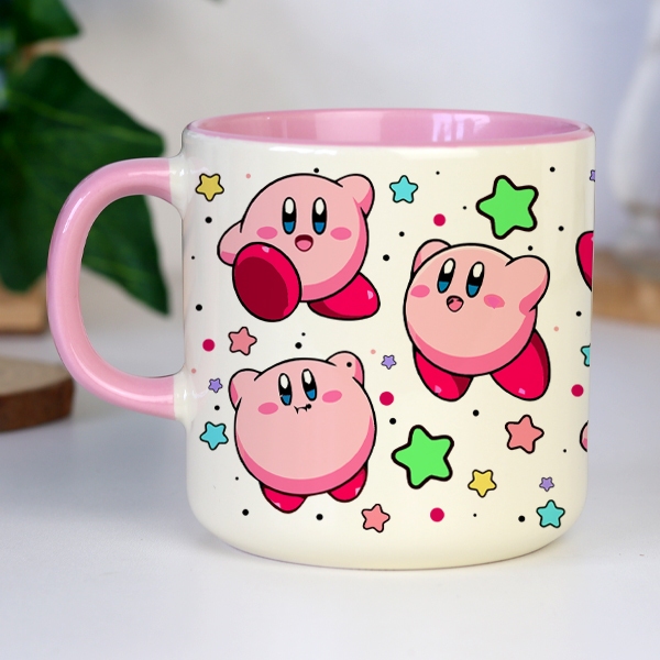 Caneca Kirby Interior e Alça Rosa 380ml