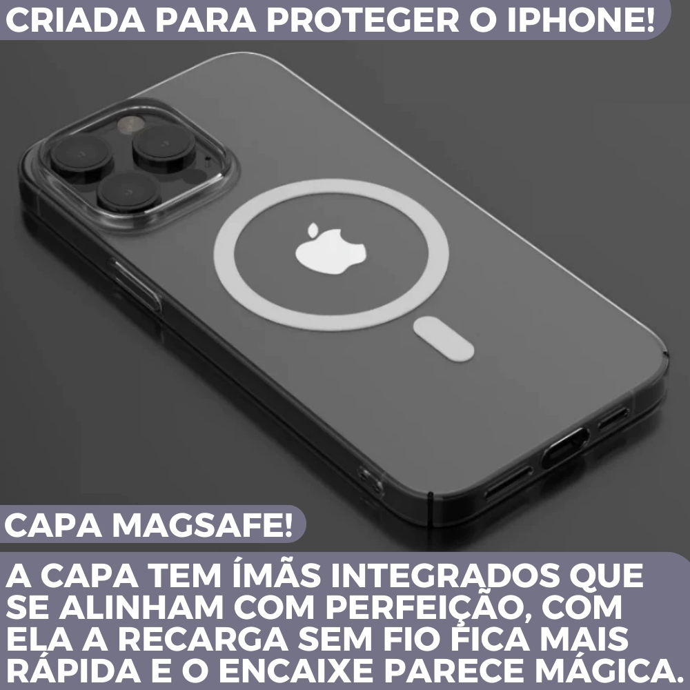 Kit Capinha e Bateria Iphone XR Carregador Magsafe Indução Power Bank Sem Fio Magnético 5000mAh - Battery Pack - detalhe