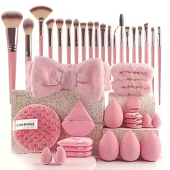 Conjunto 34/41/47 Pincéis De Maquiagem Profissional com esponja de maquiagem COM BOLSA 025-013/014