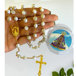 Terço Nossa Senhora Aparecida e São Bento com caixinha
