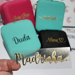 NOMES adesivos TERMOCOLANTES  personalizado dourado, prata, rose ou preto para porta jóias e outros em Oferta na Shopee