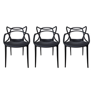 Kit 03 Cadeiras Allegra Polipropileno Empilhável Preto Sala Jantar Área Gourmet Cozinha Oferta em Oferta na Shopee