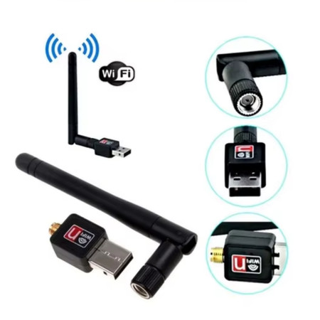 Adaptador De Rede Wi-fi Usb 300mbps 2.4g c/ 1 Antena Para Pc computador com homologação Anatel preto