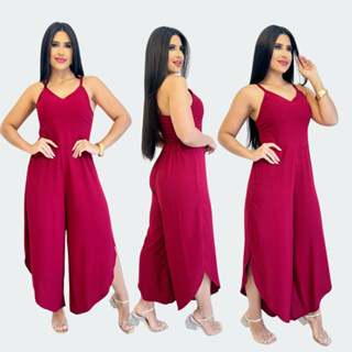 Macacão Feminino Macaquinho Pantacourt Pantacur Pantalona Midi Curta Elegante Sofisticado Viscolinho em Oferta na Shopee