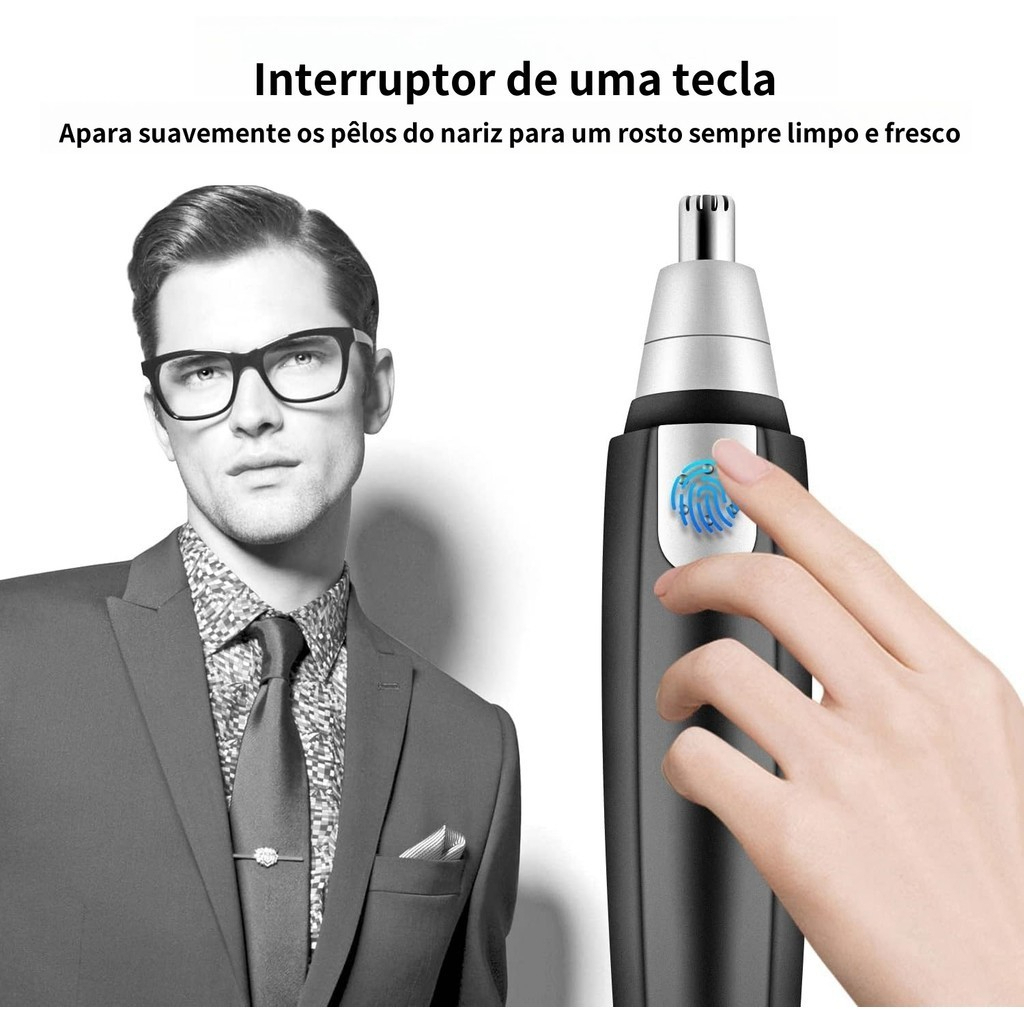 Removedor Aparador de Pelos Elétrico/Portátil para Nariz/Orelha/Rosto / Depilador Facial
