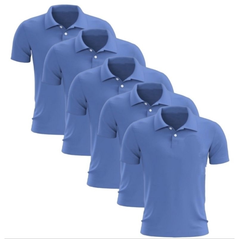kit 5 camisas gola polo uniforme sublimação básica lisa malha Piquet poliéster REF-532