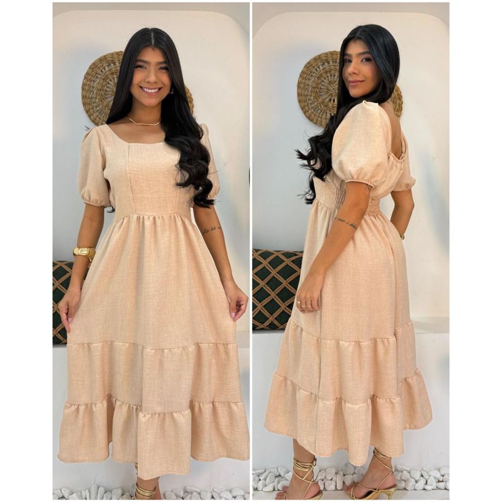 VESTIDOS MID EVANGÉLICOS | VESTIDO DUNAS LINHO | VESTIDOS EVANGÉLICOS