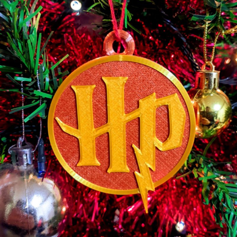 Decoração Enfeite para Árvore de Natal Geek Harry Potter Sigla HP Hogwarts Grifinória Sonserina