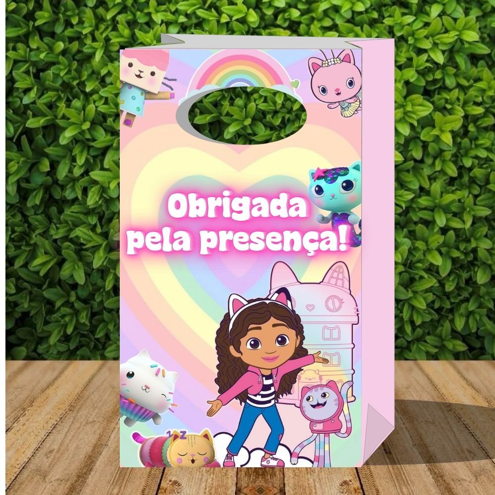 lembrancinha a casa mágica da Gabby - sacolinha P -para festa  pegue e monte casa mágica da Gaby - kit caixinhas Gabi