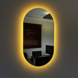 Espelho Oval Luz Led + Fonte 110/220V Espelho Moderno Decoração Hall Salao