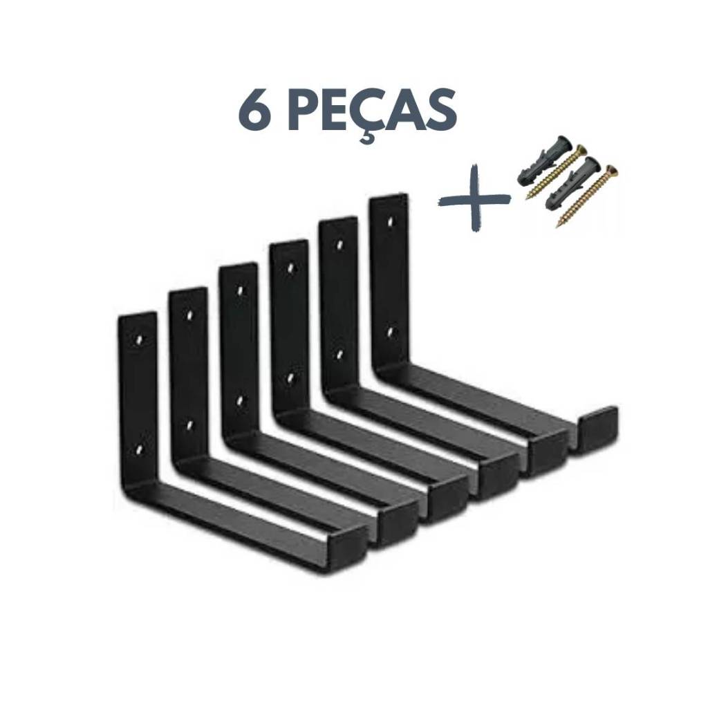 Kit 6 Mão Francesa Invertida Suporte Cantoneira Para Prateleira em Oferta na Shopee