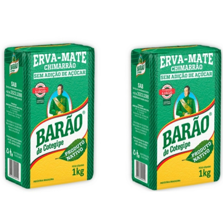 Kit 02 pcts Erva Mate Barao Nativa À Vacuo - 1kg cada