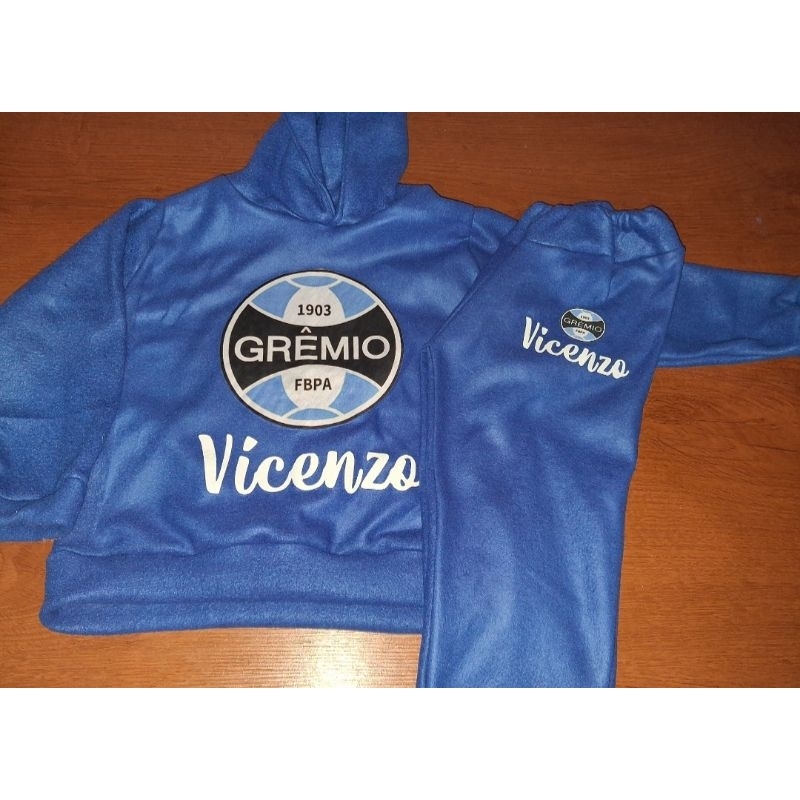 Conjunto do Gremio em soft personalizado com nome da criança.